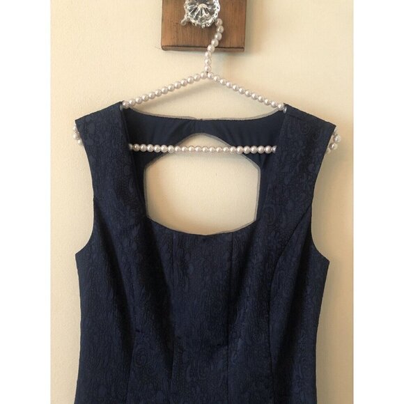NWT BCBG Paris Womens Size 6 Sally Dress Navy Blue Lace Cutout Fit & Flare - Picture 2 of 8